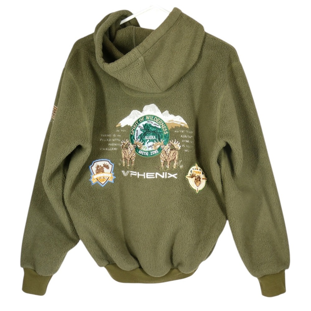 Rare Phenix Nordy Fleece Hooded Jacket Men Fits S/M Patches Alaska Outdoors